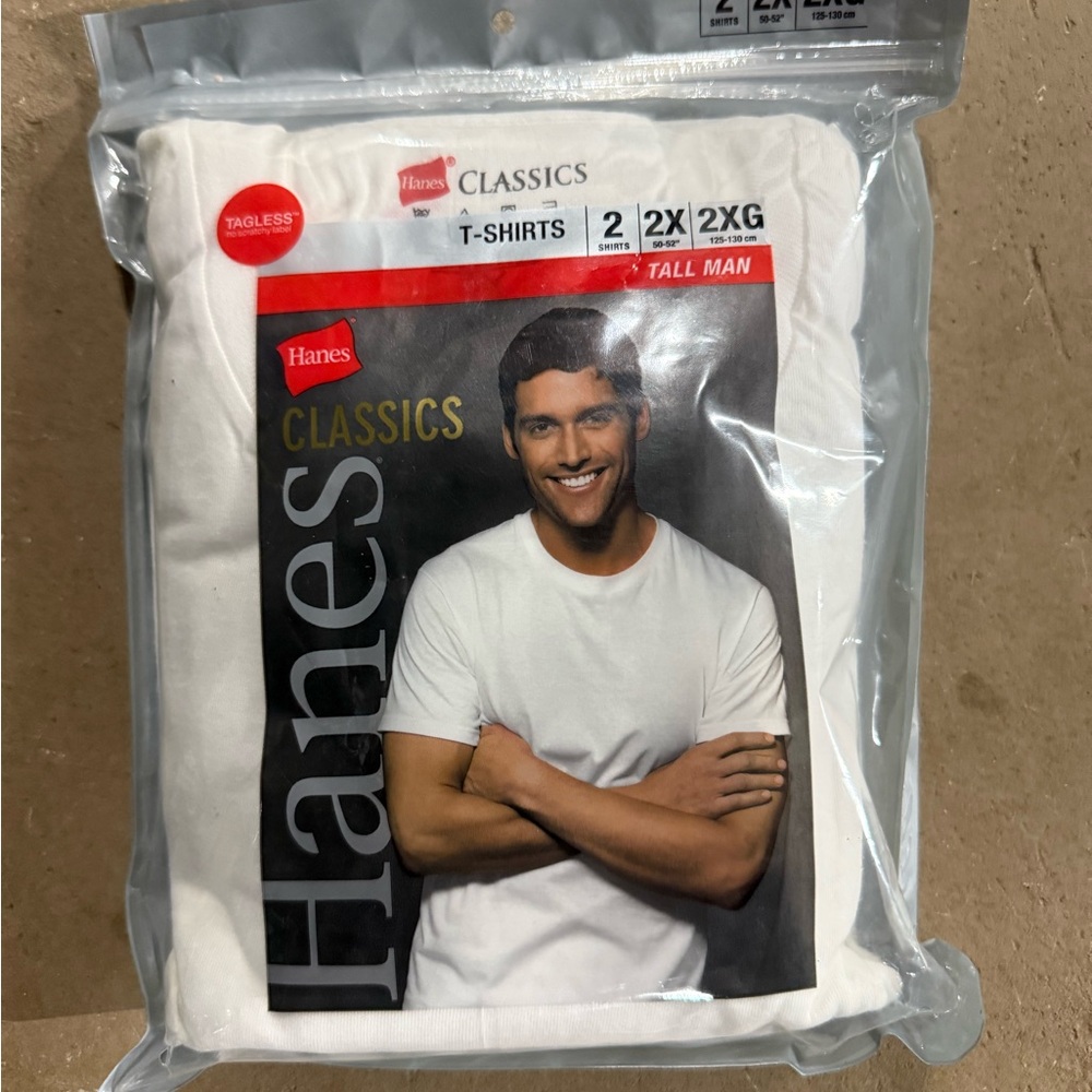 Hanes Men's White T-Shirts 2-Pack XXL 2XL